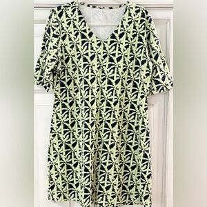 PRELOVED SZ L Lulu-B lime and blue tunic top/mini dress